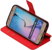 Rood Samsung Galaxy S6 TPU wallet case - telefoonhoesje - smartphone hoesje - beschermhoes - book case - booktype hoesje HM Book