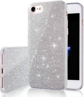 iPhone 5, 5s & SE Hoesje - Glitter Back Cover - Silver