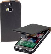 MiniPrijzen - Zwart Eco Leer Flip Case HTC One M8 flip cover kalp cover hoesje voor de HTC One M8
