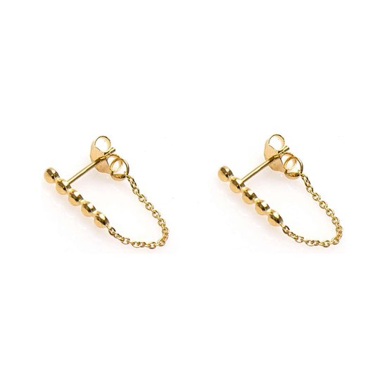 Karma Chain 5 dots Silver Goldplated Oorbellen M1310