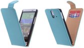 Classic Turquoise HTC One E8 PU Leder Flip Case Hoesje