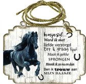 Spreukenbordje Paarden: Zwart Paard