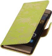 Mobieletelefoonhoesje.nl - Huawei Ascend Y300 Hoesje Bloem Bookstyle Groen