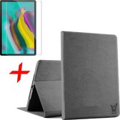 Samsung Galaxy Tab S5e Hoes + Screenprotector - Canvas Eco Leer Book Case - iCall - Grijs
