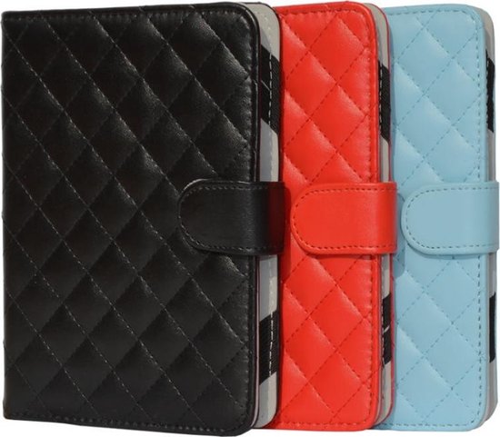 Designer Book Cover Case Hoes voor Pocketbook Touch Lux met ruitmotief, rood , merk i12Cover