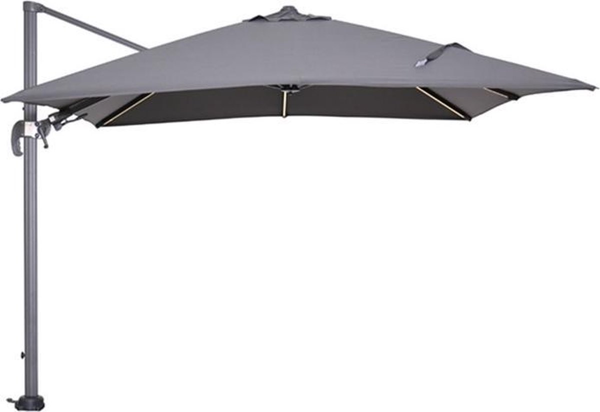 Hawaii Lumen LED parasol zweefparasol 3x3 meter carbon black/donker