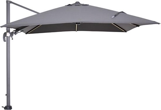 Grazen Tether geweld Hawaii Lumen LED parasol - zweefparasol 3x3 meter - carbon black/donker  grijs - Garden... | bol.com