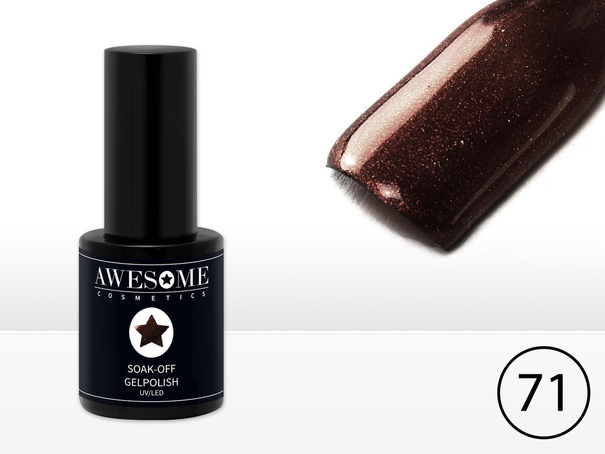 Goedkoopste Awesome 71 Chocolade bruin - fijne glitter - Gelpolish - Gellak - Gel nagellak - UV & LED