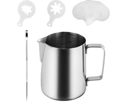 Ibenzoa® Metalen Melkopschuimer Set met Latte Art Pen en Koffiesjablonen voor Barista Thuisgebruik