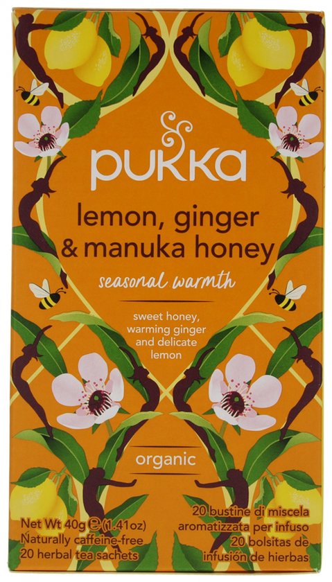 Pukka Thee Lemon, Ginger Momile, Gingera en Manuka Honey 20 stuks