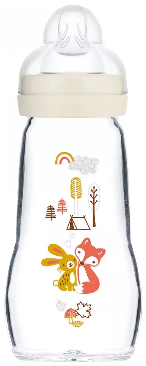 Goedkoopste MAM-glazen fles - 260 ml - 0 tot 6 maanden - Speenstroom 2 - Wit