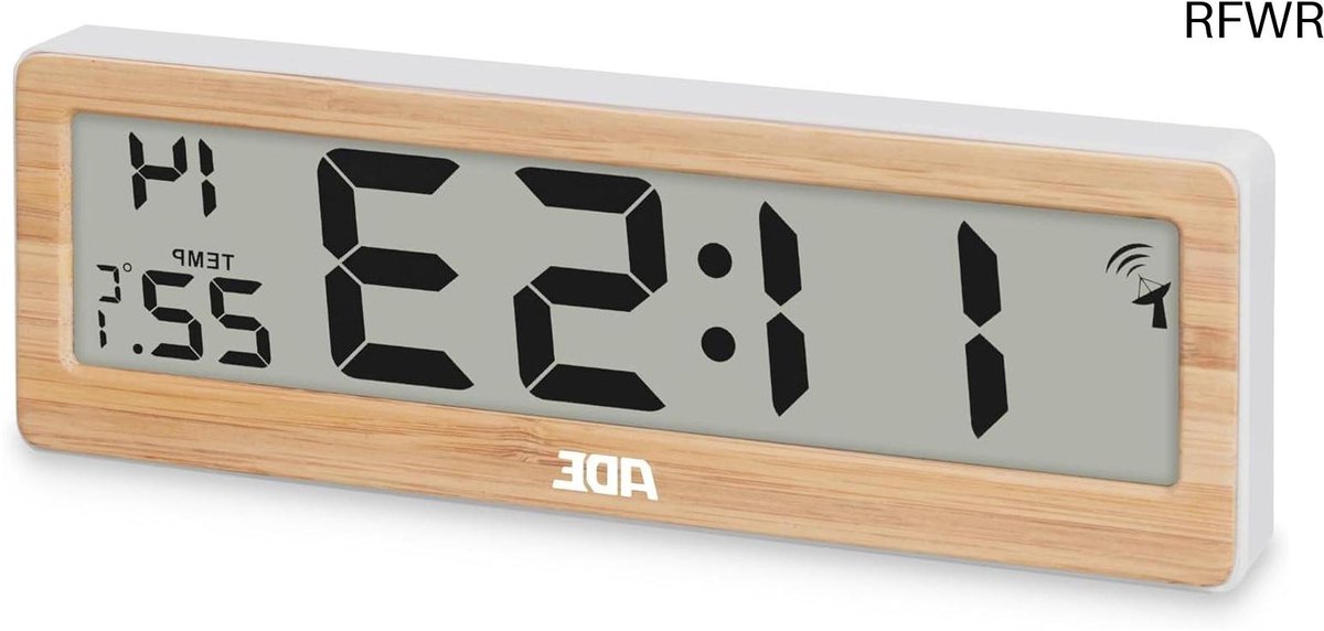 RFWR® Digitale radiogestuurde klok met temperatuurweergave | Grote cijfers | Duidelijk afleesbaar display | Bamboe design