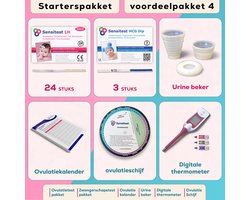Sensitest Zwanger Worden Starterspakket met 24 Ovulatietesten, 3 Zwangerschapstesten, 1 Ovulatie Thermometer, 1 ovulatieschijf, 1 urine beker