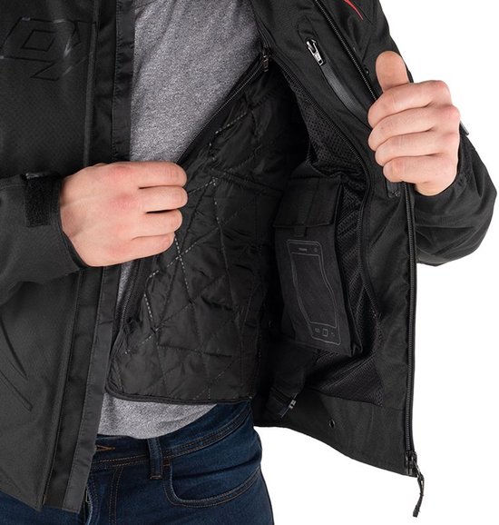 Veste moto TRUSTER Homme 4 saisons Zwart/Rouge S Homologué CE par MOTOBLOUZ