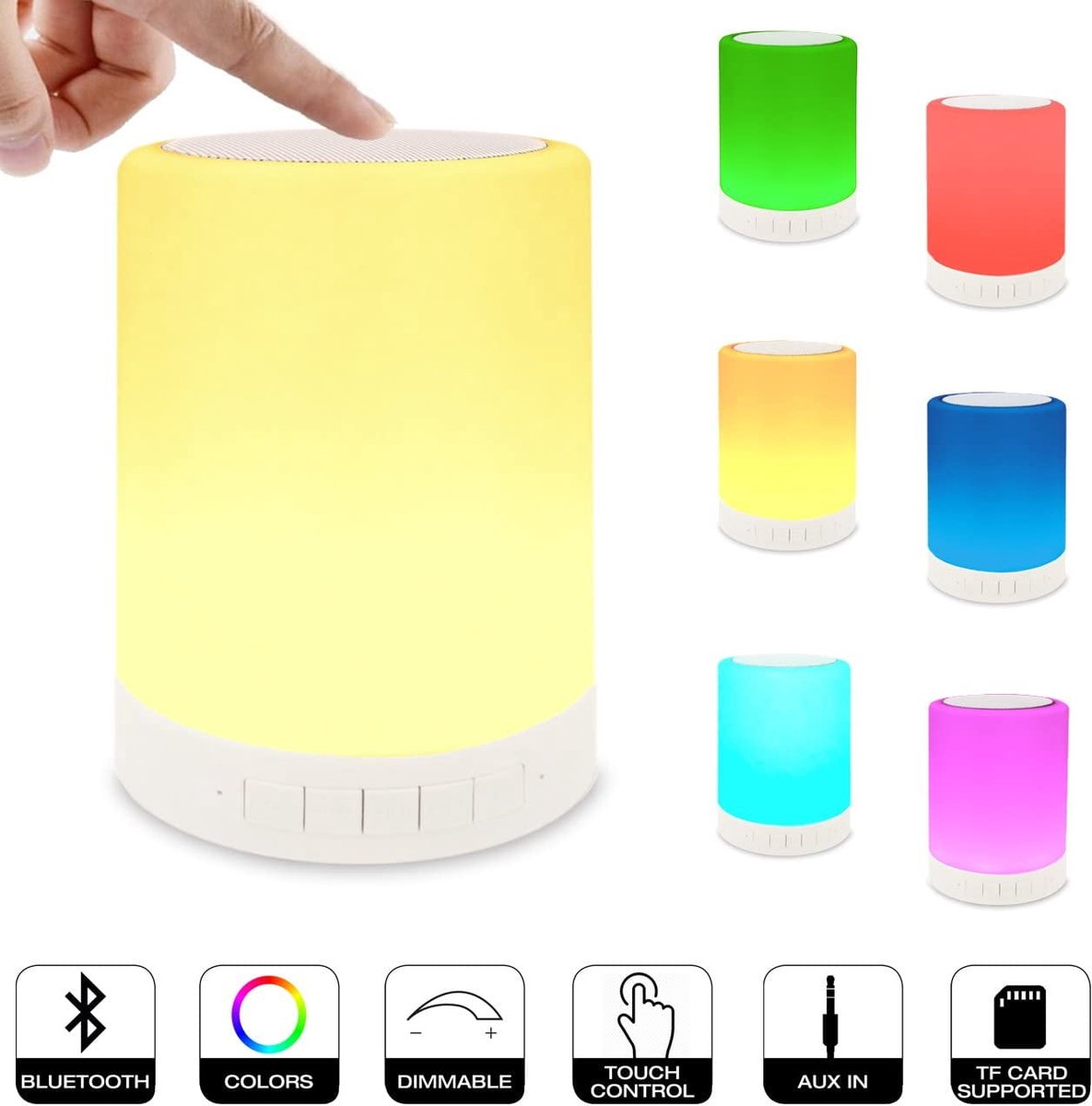 Crrynuo Luidsprekers - Bluetooth speaker - Patje Licht- draadloze - Aanraken - Kleurrijk - Wit