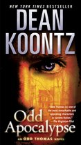 Boekomslag van 'Odd Apocalypse' van Dean Koontz, met een oog en een huis dat vervaagd in oranje en geel.