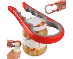 6-in-1 Opener I Multifunctionele Opener I Keuken Hulp opener I Pot I Fles I Bier I Zak I Doppen I Rood/Grijs