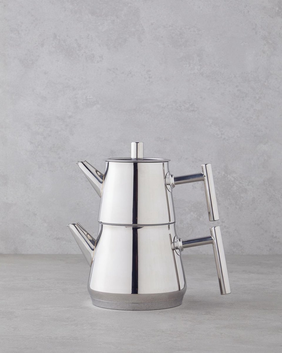 English Home - Premium - Theepot set New Aden - 0,75 lt + 1,75 lt - RVS - Zilver