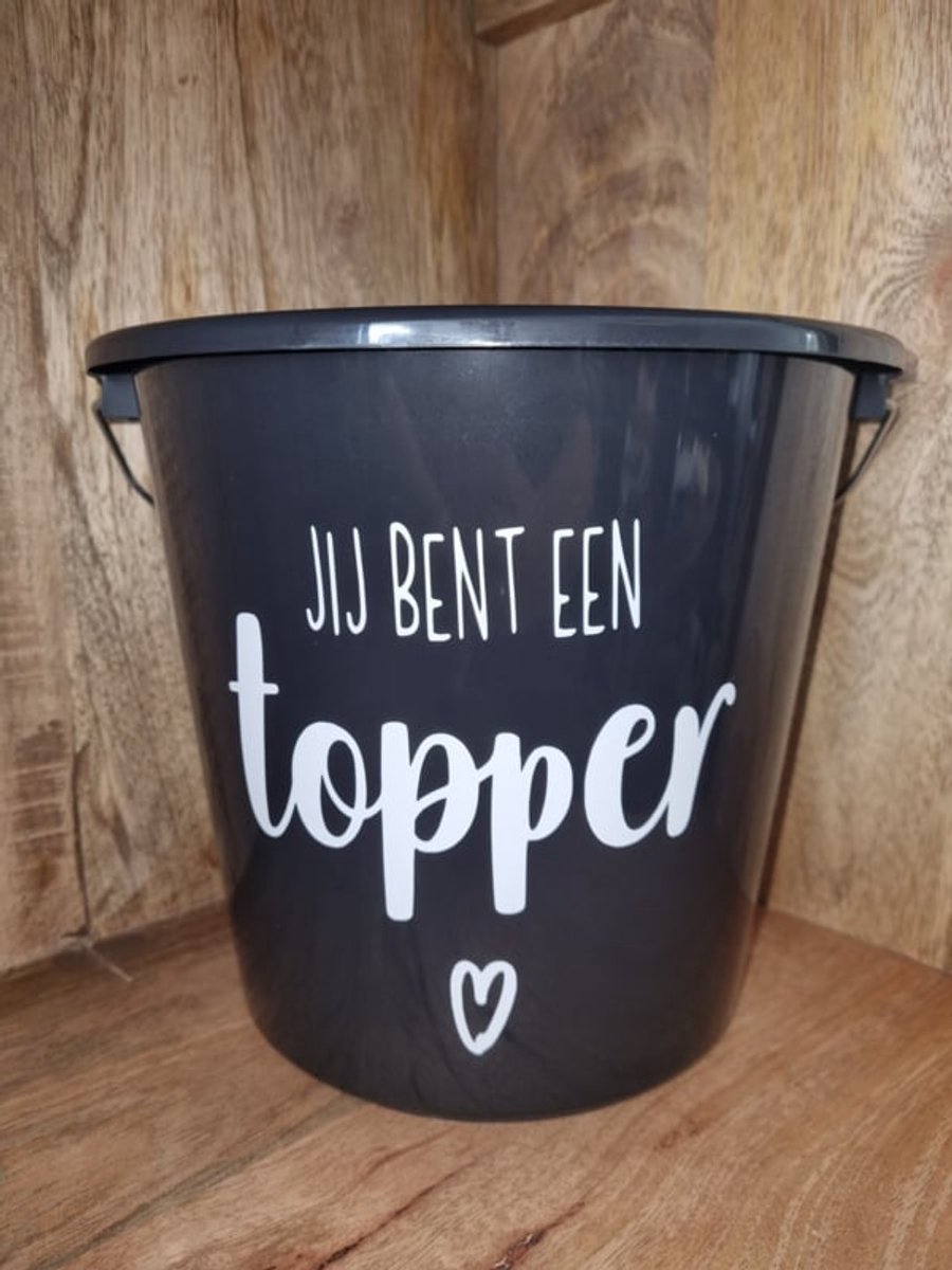 Cadeau emmer Jij bent een topper . Bouwemmer 12 Liter