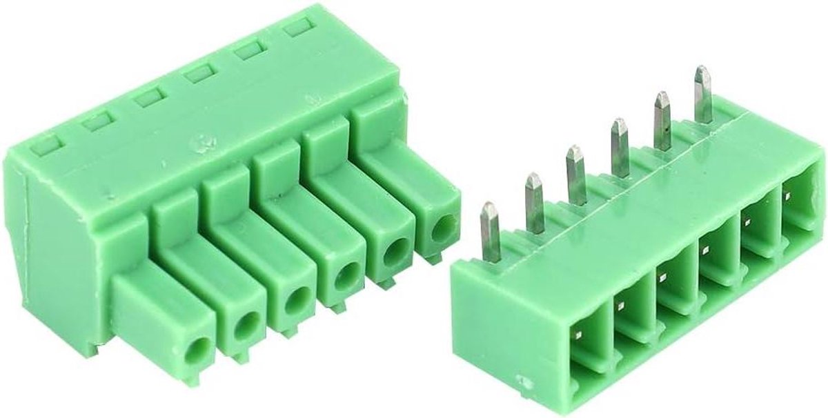 JGS Premium - Eindblokken 6-pins Schroefklemmenblok 15EDG - Mannelijk Vrouwelijk Insteekbare Terminals - Draadversterkerbevestiging - Schroefklemmenblokkit met 10 Paar - 381 Mm Pitch
