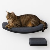 ElegaPet Luxe Houten Klimmuur voor Kat (Zwart) - Katten Hangmat - Klimwand hangmat voor kat inclusief Opstapje en Wandmontage