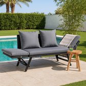 Fameilleur 2-in-1 Verstelbare Loungebank voor Buiten-Tuinbank-Antraciet-Weerbestendige Kussens – Ligbed & Zitbank – Tuinmeubel voor Balkon, Terras of Tuin- Incl. Wasbare Kussens Lounge bank- slaapbank- 2-in 1- tuinset- loungeset- loungebank- tuinbank