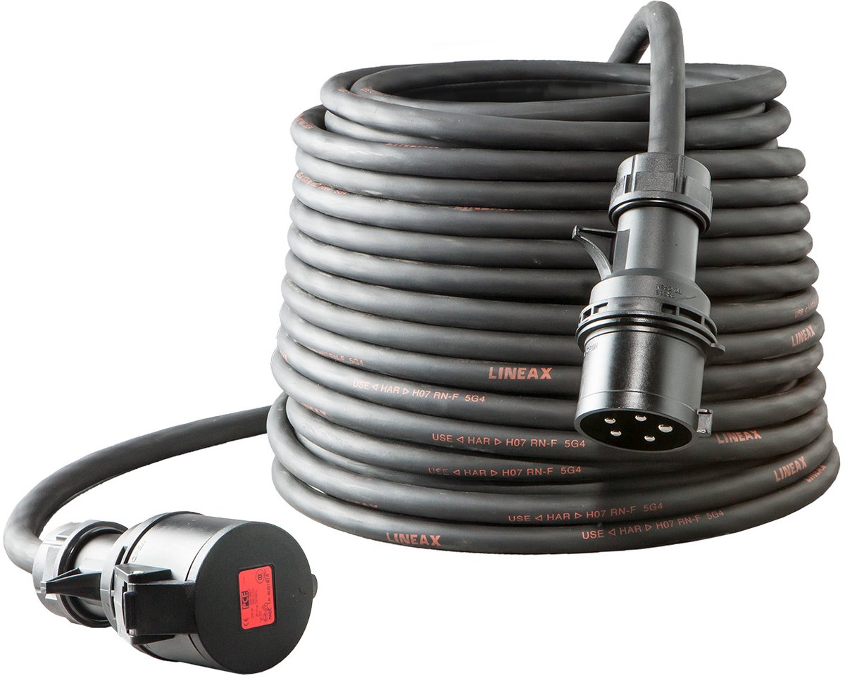 Verlengkabel 15 m H07RN-F 5x2,5 CEE 32/5/400 zwart