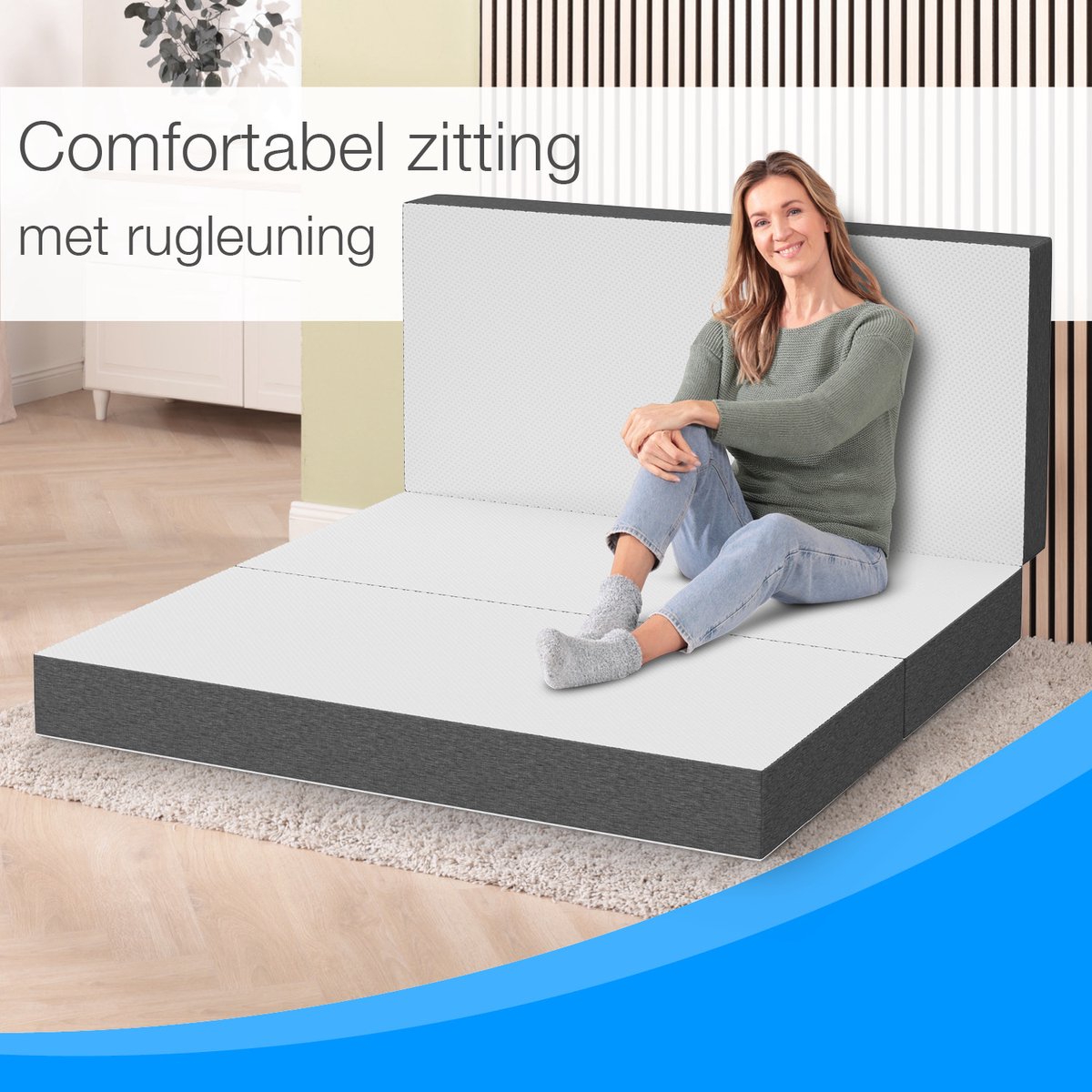 ELONEO Opvouwbaar Matras 2 Personen, Premium Visco Schuimmatras, 160x200 cm, Dikte: 15 cm, Reisbed voor Kinderen en Volwassenen, Extra Bed voor Volwassenen en Kinderen