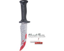 Fun World Ghostface Mes Glitter Scream Mes Halloween Halloween Nep Mes Wapen Horror met Bloed voor bij Halloween Kostuum Volwassenen voor bij Scream Kostuum voor bij Ghostface Kostuum - Officiële Licentie - Nep Mes - 26 cm - Zwart/Zilver/Rood