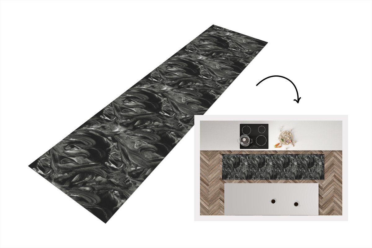 KitchenYeah Keukenloper 200x50 cm - Keukenmat vinyl Verf - Patronen - Marmer print - Keukenmatten loper - Keuken vloerkleed tapijt
