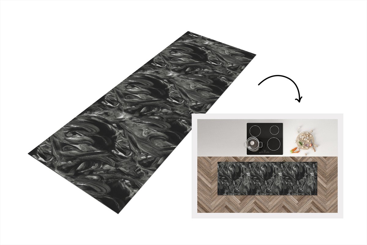 KitchenYeah Keukenloper 150x50 cm - Keukenmat vinyl Verf - Patronen - Marmer print - Keukenmatten loper - Keuken vloerkleed tapijt