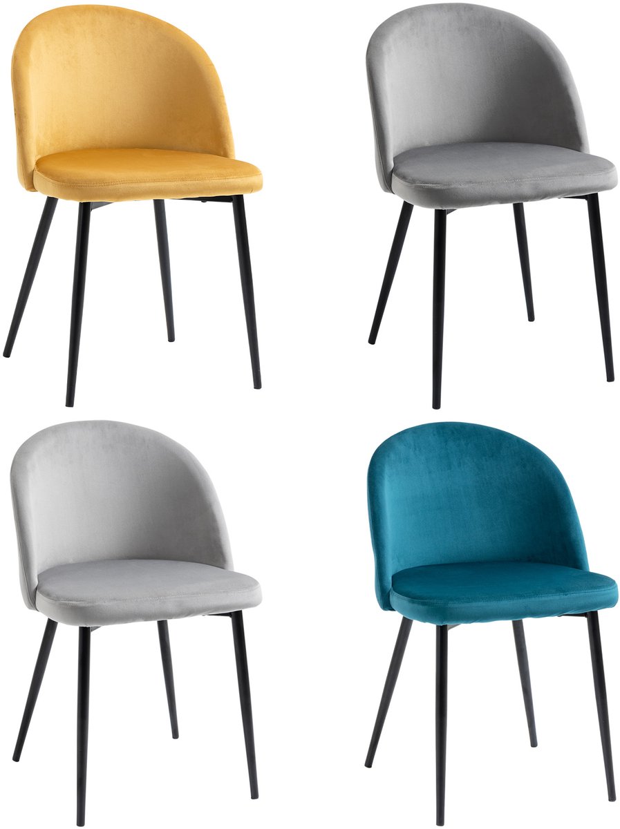 HOMCOM-Eetkamerstoel-Fluwelen-49x50x77cm-multicolor
