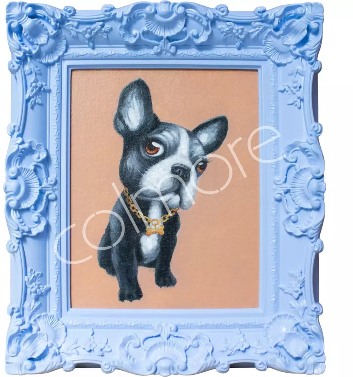 Colmore by Diga handbeschilderd lila schilderij met hond 31 x 36 cm
