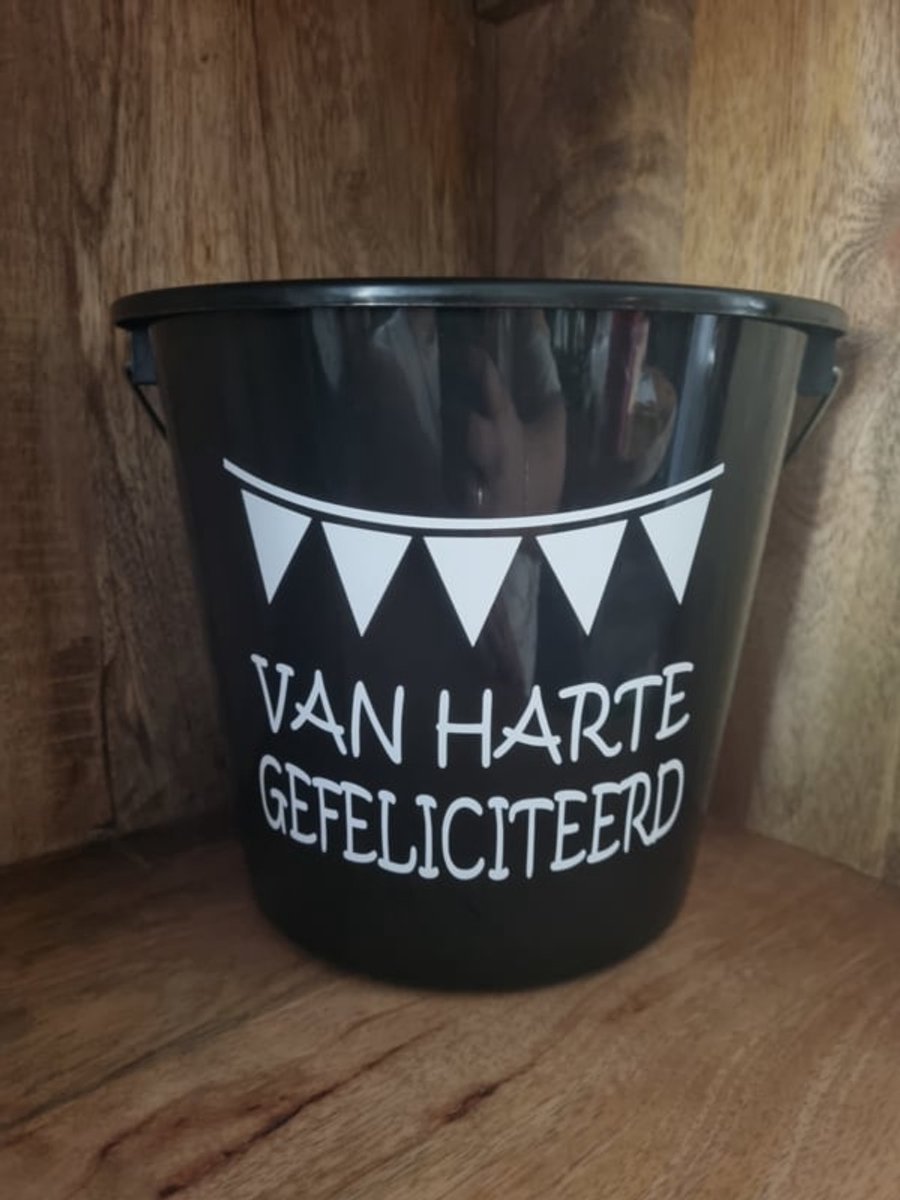 Cadeau emmer. Van harte gefeliciteerd. Bouwemmer 12 Liter
