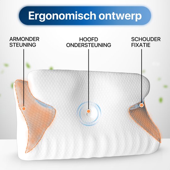 Oreiller ergonomique - Oreiller cervical - Pour les personnes dormant sur le dos, le ventre et le côté - Mousse à mémoire de forme - Oreiller de couchage - Oreiller - Oreiller ergonomique - Coussins orthopédiques