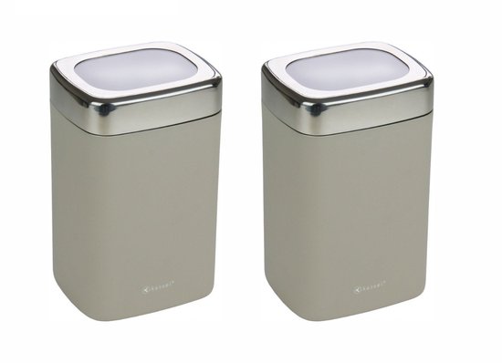 Foto: Set van 2 rvs voorraadbus met acryl deksel bewaarbox voor koffie thee suiker 11x9x17 cm