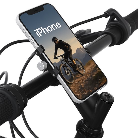 Universele Fiets Telefoonhouder Metaal Zwart – Verstelbaar, Veilig, Geschikt voor Smartphones 5,5-10 cm Breed