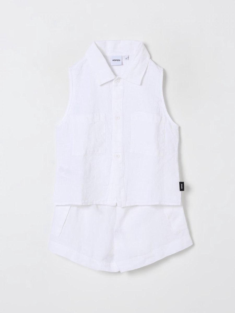Linen Shirt and Shorts Set Kids - White Ropes Cords