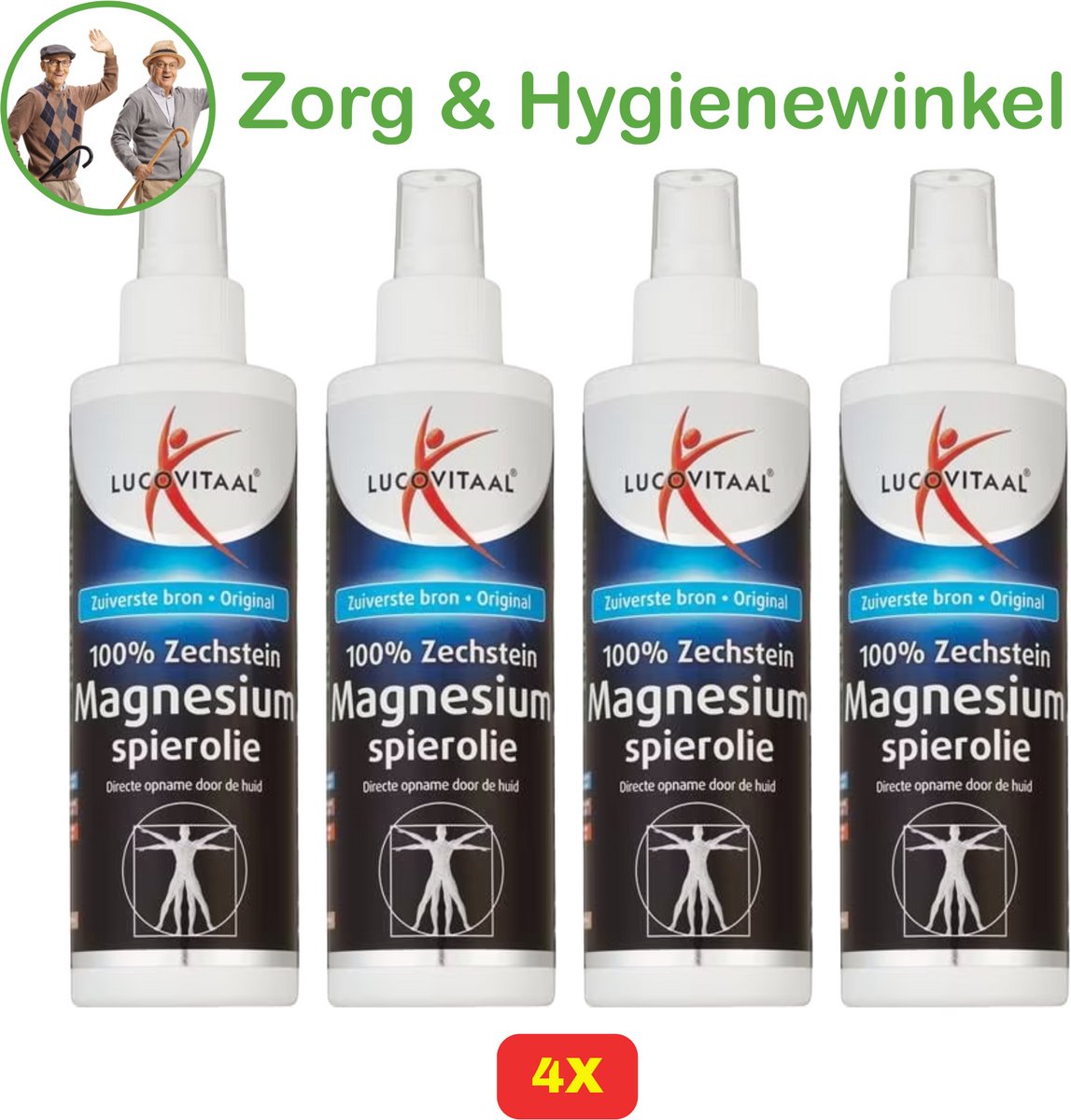 Lucovitaal | Magnesium Spierolie spray | 4x 200 milliliter | Voordeelverpakking!