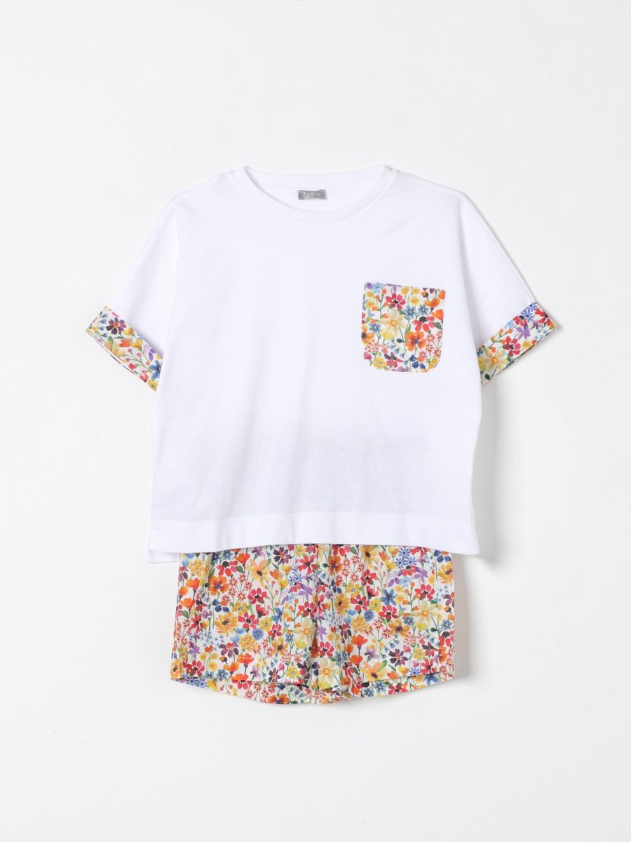 Girls FloralPrint Summer Outfit Kids - Multicolor Ropes Cords