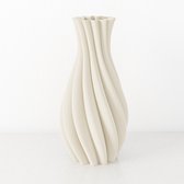Fleuriek - Tafelvaas Beige - H30 cm - Elegante vaas van gerecycled kunststof met gestreept patroon - Spiraal vaas voor zijden bloemen of droogbloemen