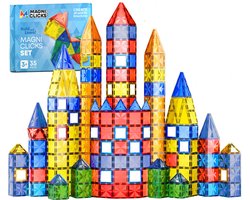 MagniClicks Magnetic Tiles 35 stuks - Magnetisch Speelgoed - Montessori - Magnetische Tegels - Bouwblokken