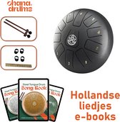 Ohana Drums® Tongue drum – Handpan – Onyx Zwart – 20 cm Ø – Klankschaal – 11 noten –Hang drum - Yoga Drum – Lotus Tong - Steeldrum - Muziekinstrument voor kinderen - Percussie-instrumenten