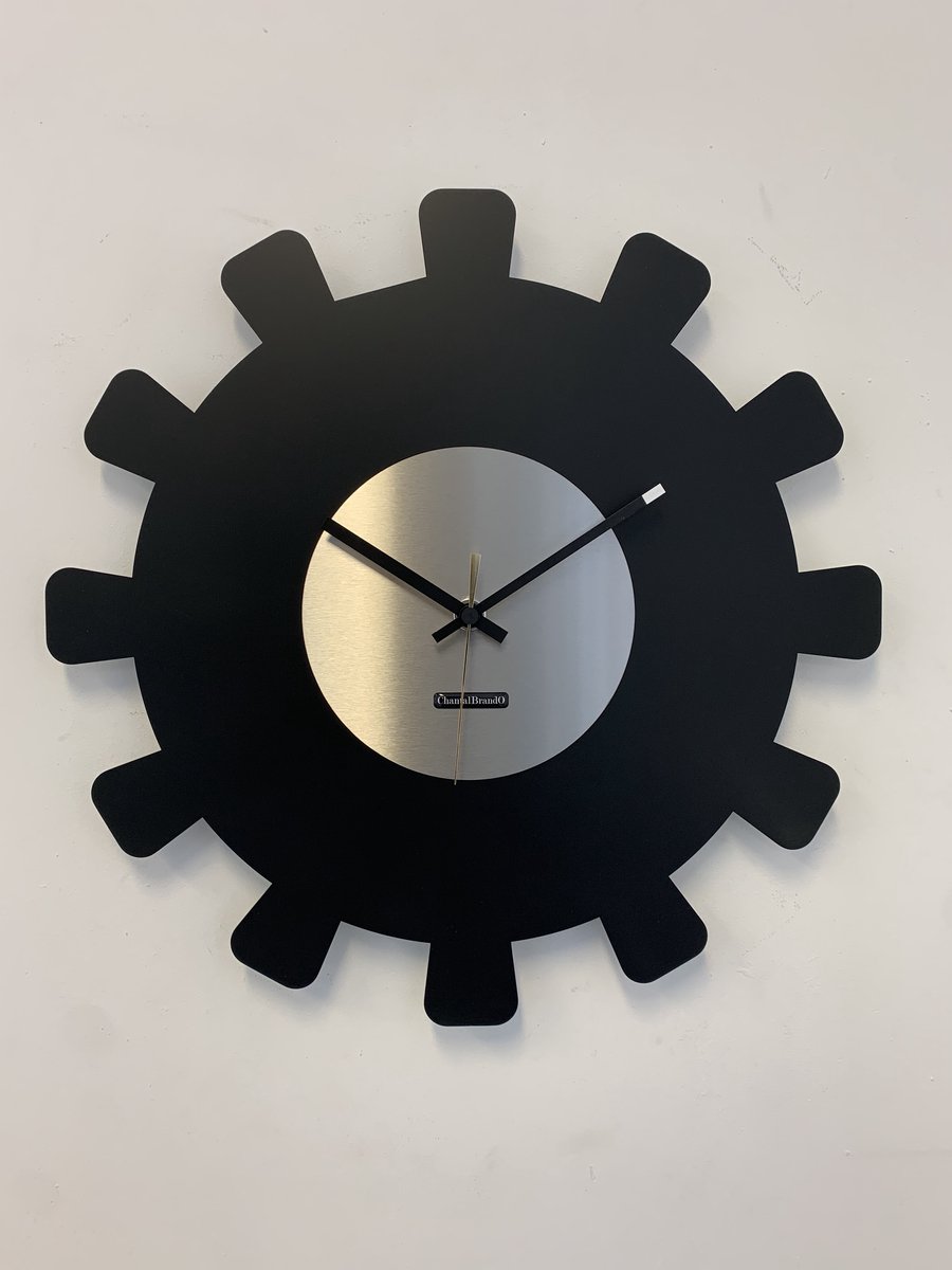 MOSA CLOCK Wandklok BLACK & SILVER SUN XL Modern Industrieel Design