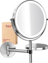 Fraay® 3-in-1 Make Up Spiegel met LED Verlichting - 10x Vergroting - Vergrootspiegel met Licht - Oplaadbaar - Scheerspiegel - Badkamerspiegel - Chroom