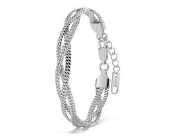 Malinsi® Armband Dames Triplet Chain - Zilverkleurig Verstelbaar 17-20,5cm Compleet RVS - 