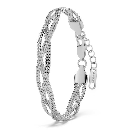 Malinsi® Armband Dames Triplet Chain - Zilverkleurig Verstelbaar 17-20,5cm Compleet RVS - Sieraden Armbanden Vrouw