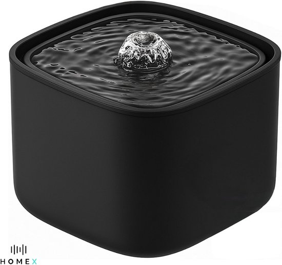 HomeX Drinkfontein Kat & Hond - Waterfontein - Koolstoffilter Huisdier Katten Honden - Kattenfontein - Zwart - 3L inhoud - Capaciteit