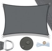 Retadou - Zonnezeil, waterdicht, 2,5 x 3,5 m, rechthoekig, zonwering, weerbestendig, 98% uv-bescherming, met touwen voor tuin, balkon, terras, antraciet