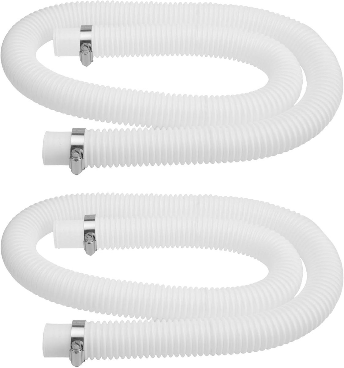 Allecto Plus – Zwembadslang 32 mm – 150 cm – Wit – 2 stuks – Met veiligheidsclips – Dompelpomp – Filterpomp Allecto Plus – Zwembadslang 32 mm – 150 cm – Wit – 2 stuks – Met veiligheidsclips – Dompelpomp – Filterpomp